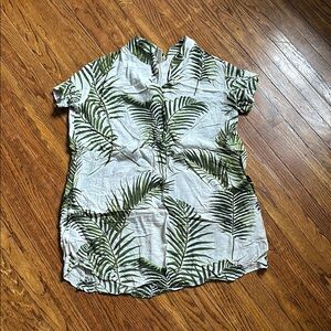 Green Leaf Print Women's Cover up